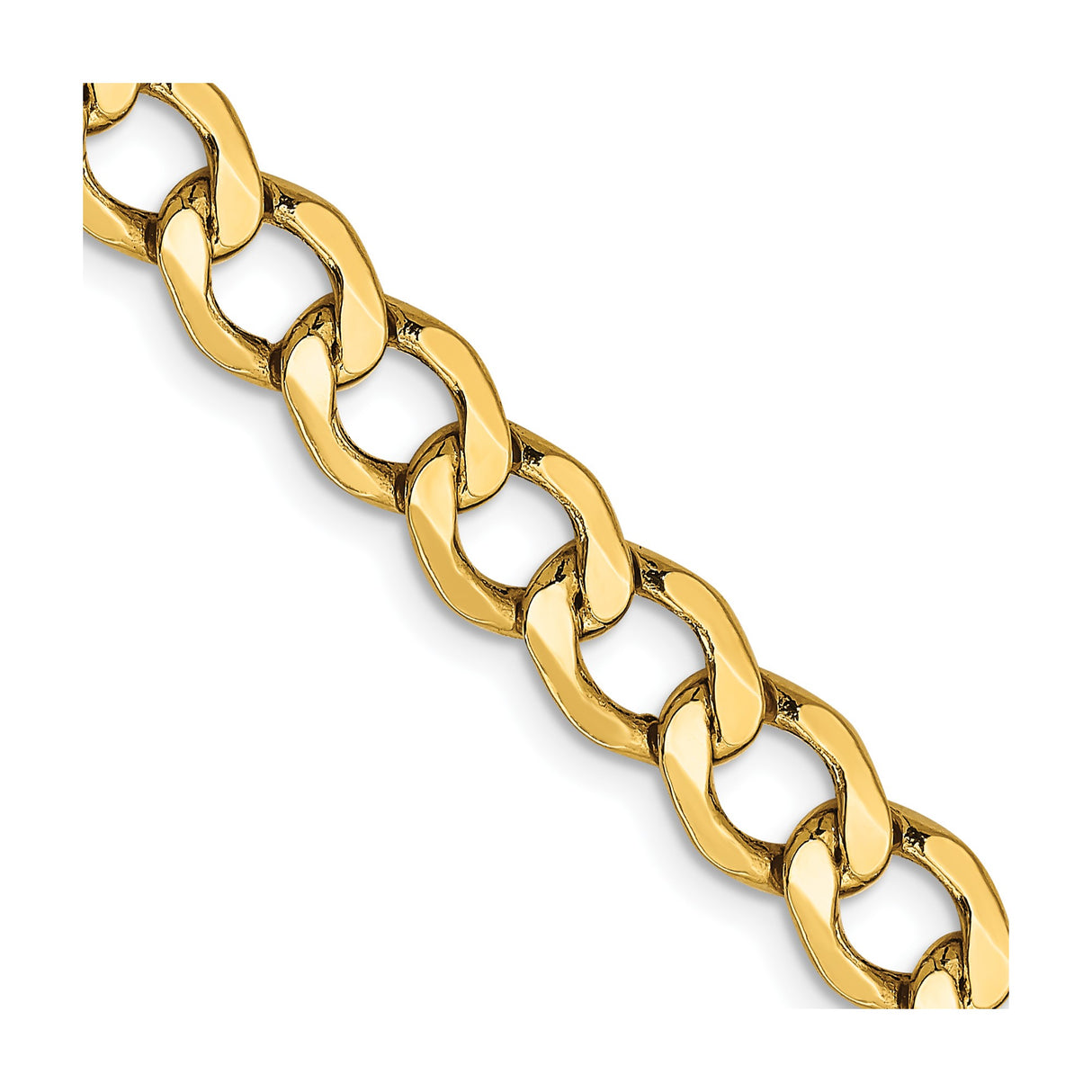 14K Yellow Gold 6.5 mm Curb Chain Necklace, Polished detail view