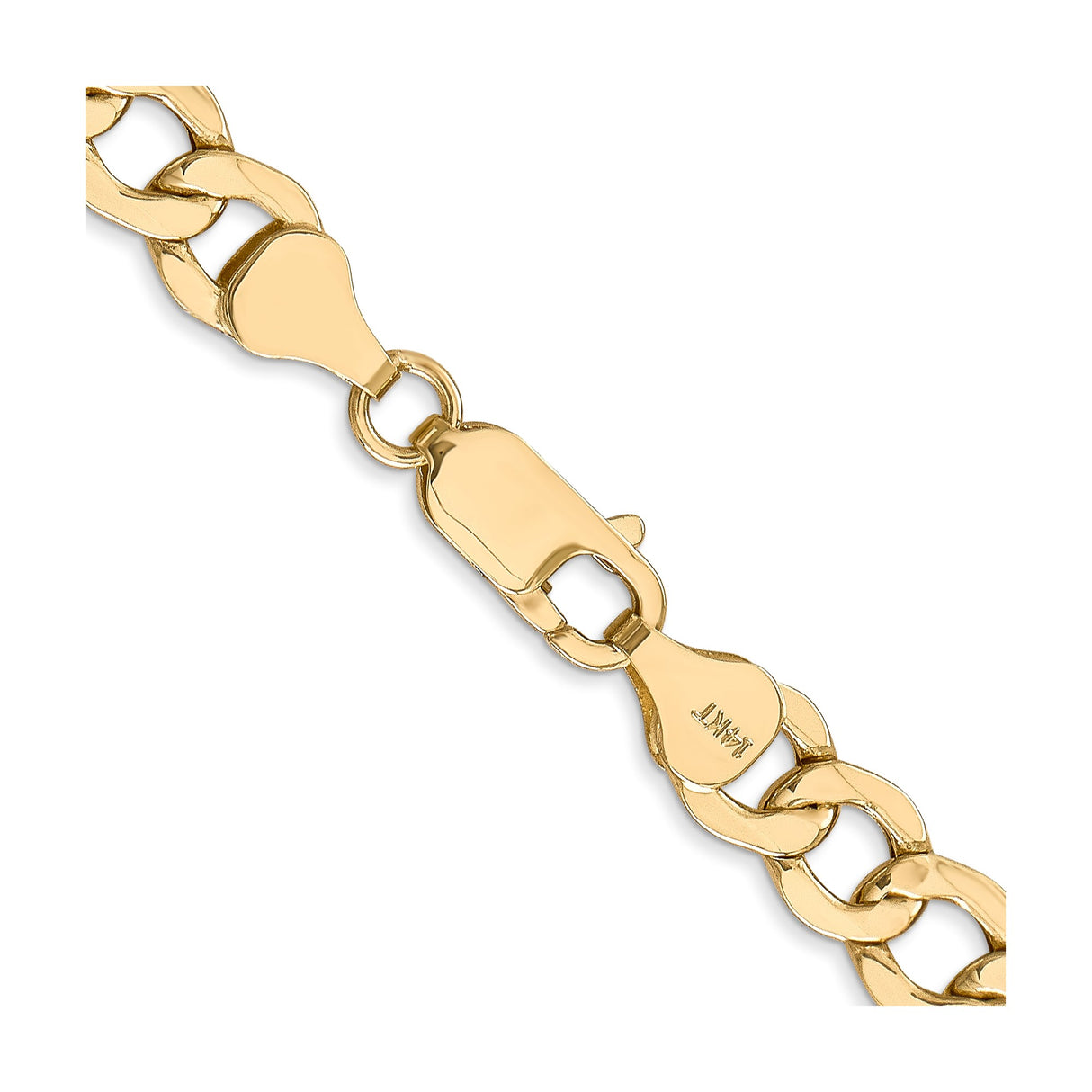14K Yellow Gold 7 mm Curb Chain Necklace, Polished alternate angle