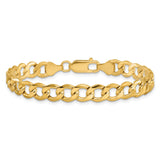 14K Yellow Gold 7 mm Curb Chain Anklet, Polished