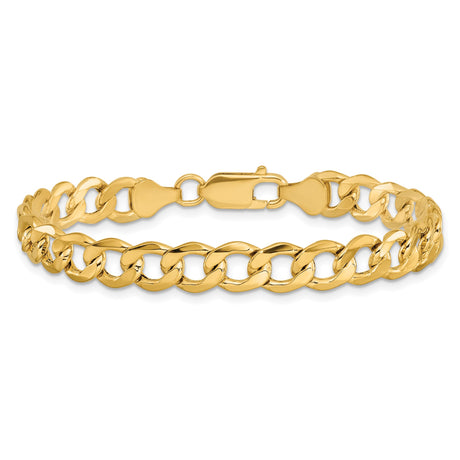 14K Yellow Gold 7 mm Curb Chain Bracelet, Polished