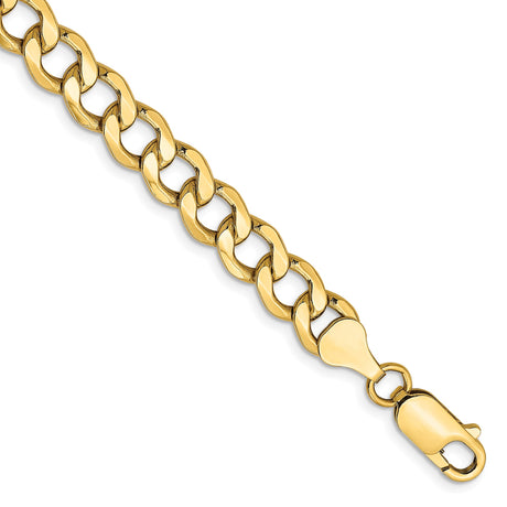 14K Yellow Gold 7 mm Curb Chain Anklet, Polished alternate angle