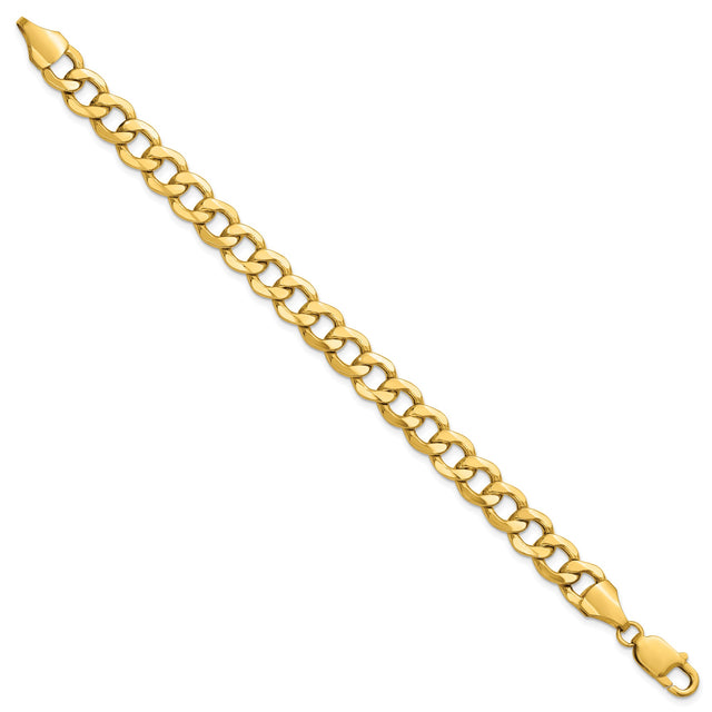14K Yellow Gold 9 mm Curb Chain Bracelet, Polished
