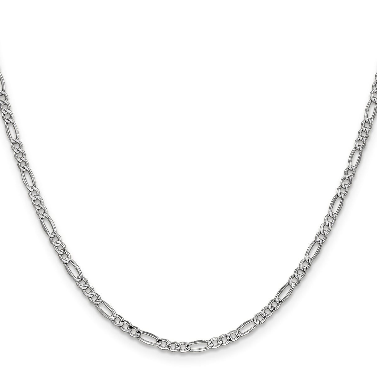 14K White Gold 2.5 mm Figaro Chain Necklace, Polished