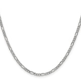14K White Gold 2.5 mm Figaro Chain Necklace, Polished