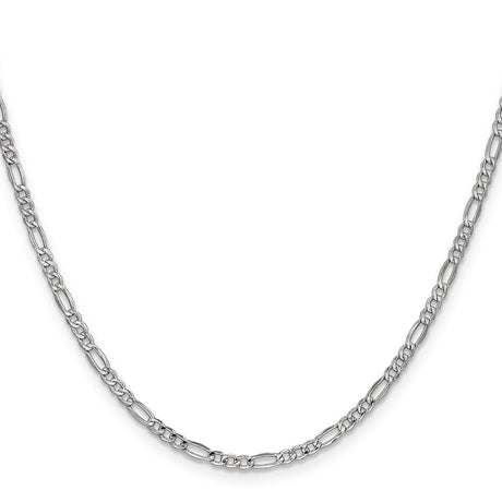14K White Gold 2.5 mm Figaro Chain Necklace, Polished