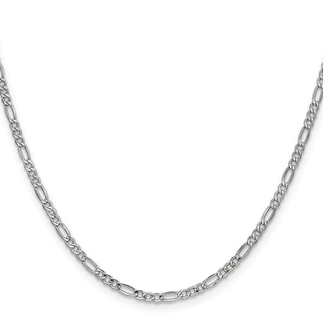14K White Gold 2.5 mm Figaro Chain Necklace, Polished