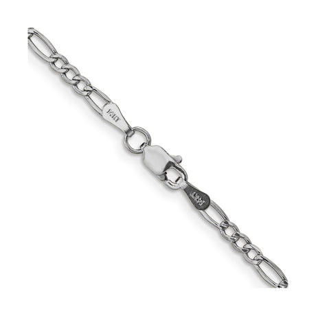 14K White Gold 2.5 mm Figaro Chain Necklace, Polished alternate angle