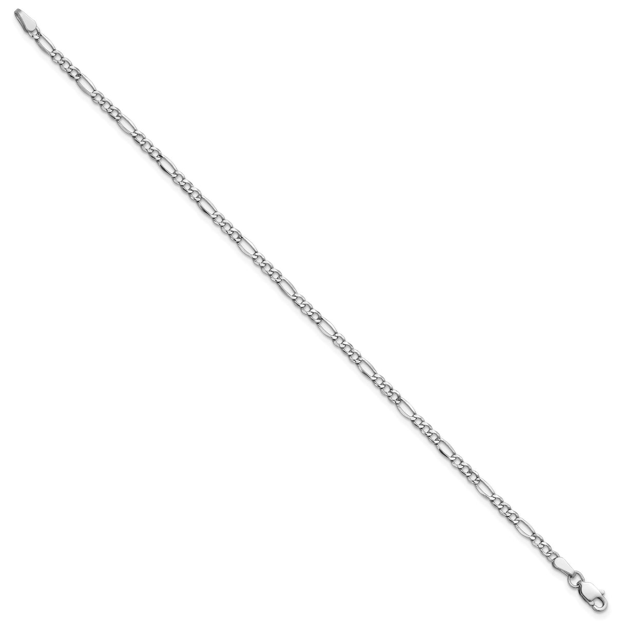 14K White Gold 2.5 mm Figaro Chain Anklet, Polished