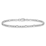 14K White Gold 2.5 mm Figaro Chain Anklet, Polished alternate angle