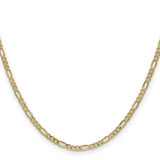 14K Yellow Gold 2.5 mm Figaro Chain Necklace, Polished
