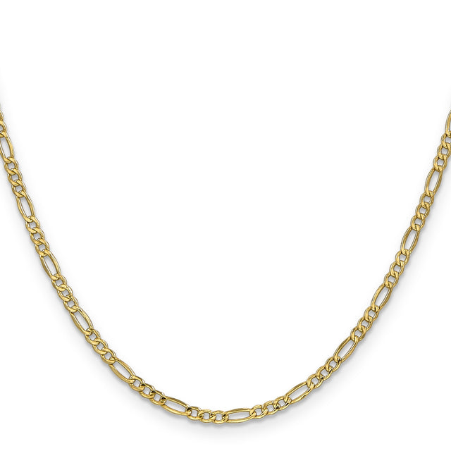 14K Yellow Gold 2.5 mm Figaro Chain Necklace, Polished