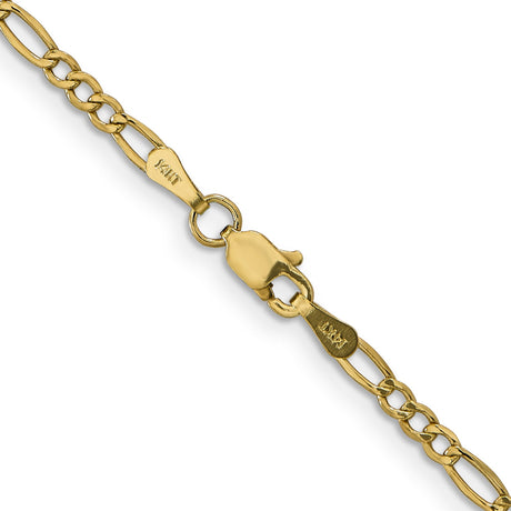 14K Yellow Gold 2.5 mm Figaro Chain Necklace, Polished alternate angle