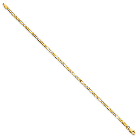 14K Yellow Gold 2.5 mm Figaro Chain Anklet, Polished