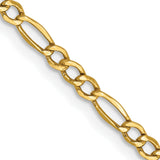 14K Yellow Gold 2.5 mm Figaro Chain Necklace, Polished detail view