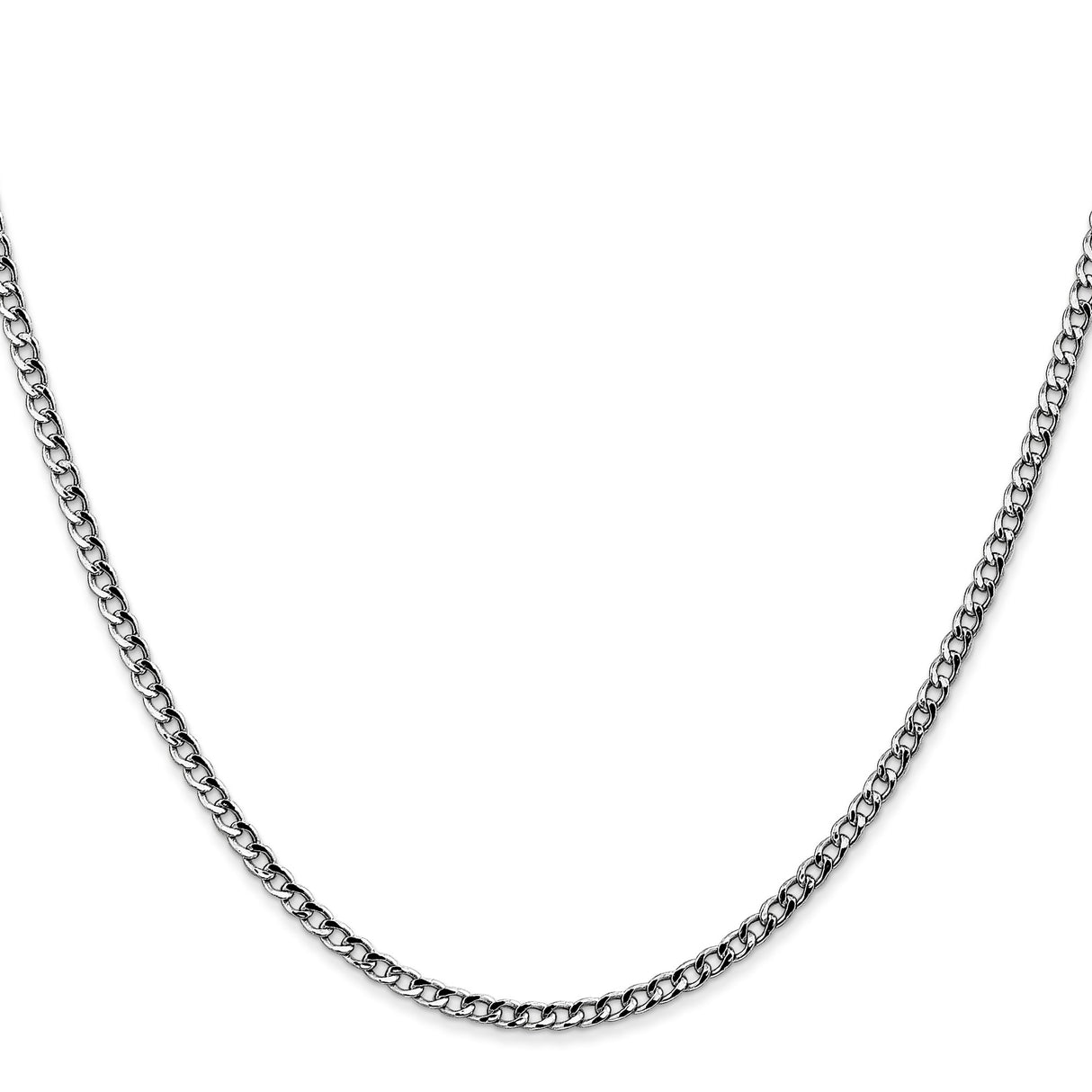 14K White Gold 2.5 mm Curb Chain Necklace, Polished