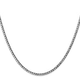 14K White Gold 2.5 mm Curb Chain Necklace, Polished