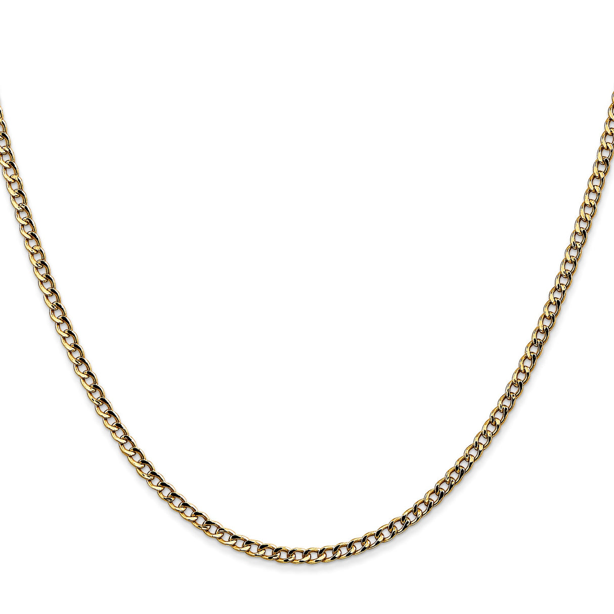 14K Yellow Gold 2.5 mm Curb Chain Necklace, Polished