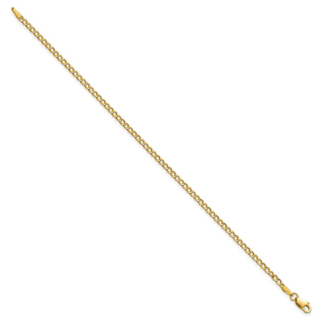 14K Yellow Gold 2.5 mm Curb Chain Bracelet, Polished