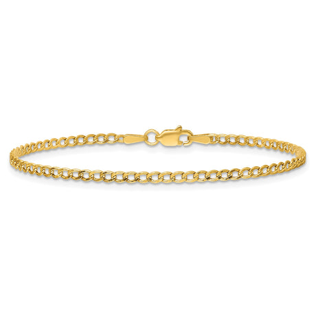 14K Yellow Gold 2.5 mm Curb Chain Anklet, Polished alternate angle