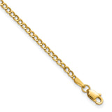 14K Yellow Gold 2.5 mm Curb Chain Anklet, Polished detail view