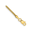 14K Yellow Gold 1.55 mm Polished Chain Anklet shown for scale