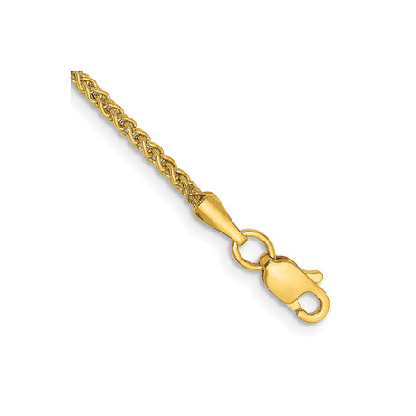 14K Yellow Gold 1.55 mm Polished Chain Anklet shown for scale