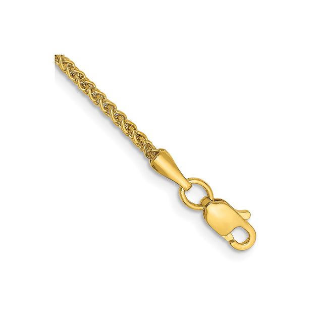 14K Yellow Gold 1.55 mm Polished Chain Anklet shown for scale