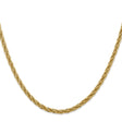 14K Yellow Gold 3.3 mm Rope Chain Necklace, Polished