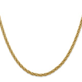 14K Yellow Gold 3.3 mm Rope Chain Necklace, Polished