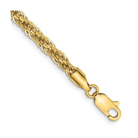 14K Yellow Gold 3.3 mm Rope Chain Bracelet, Polished alternate angle