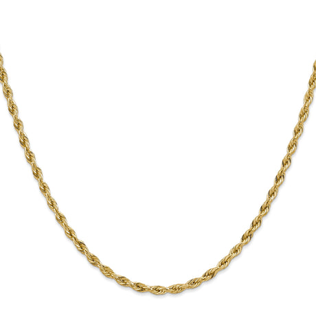 14K Yellow Gold 3 mm Rope Chain Necklace, Polished