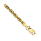 14K Yellow Gold 3 mm Rope Chain Bracelet, Polished detail view