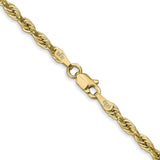 14K Yellow Gold 2.8 mm Rope Chain Necklace, Polished alternate angle