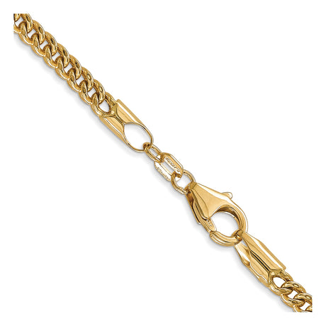 14K Yellow Gold 3 mm Franco Chain Necklace, Polished alternate angle