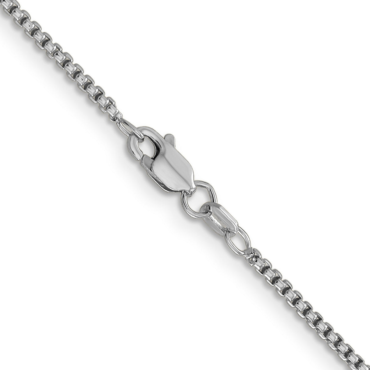 14K White Gold 1.5 mm Box Chain Necklace, Polished alternate angle