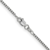 14K White Gold 1.5 mm Box Chain Necklace, Polished alternate angle