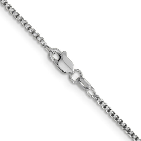 14K White Gold 1.5 mm Box Chain Necklace, Polished alternate angle