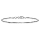 14K White Gold 1.5 mm Box Chain Bracelet, Polished alternate angle
