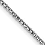 14K White Gold 1.5 mm Box Chain Necklace, Polished detail view