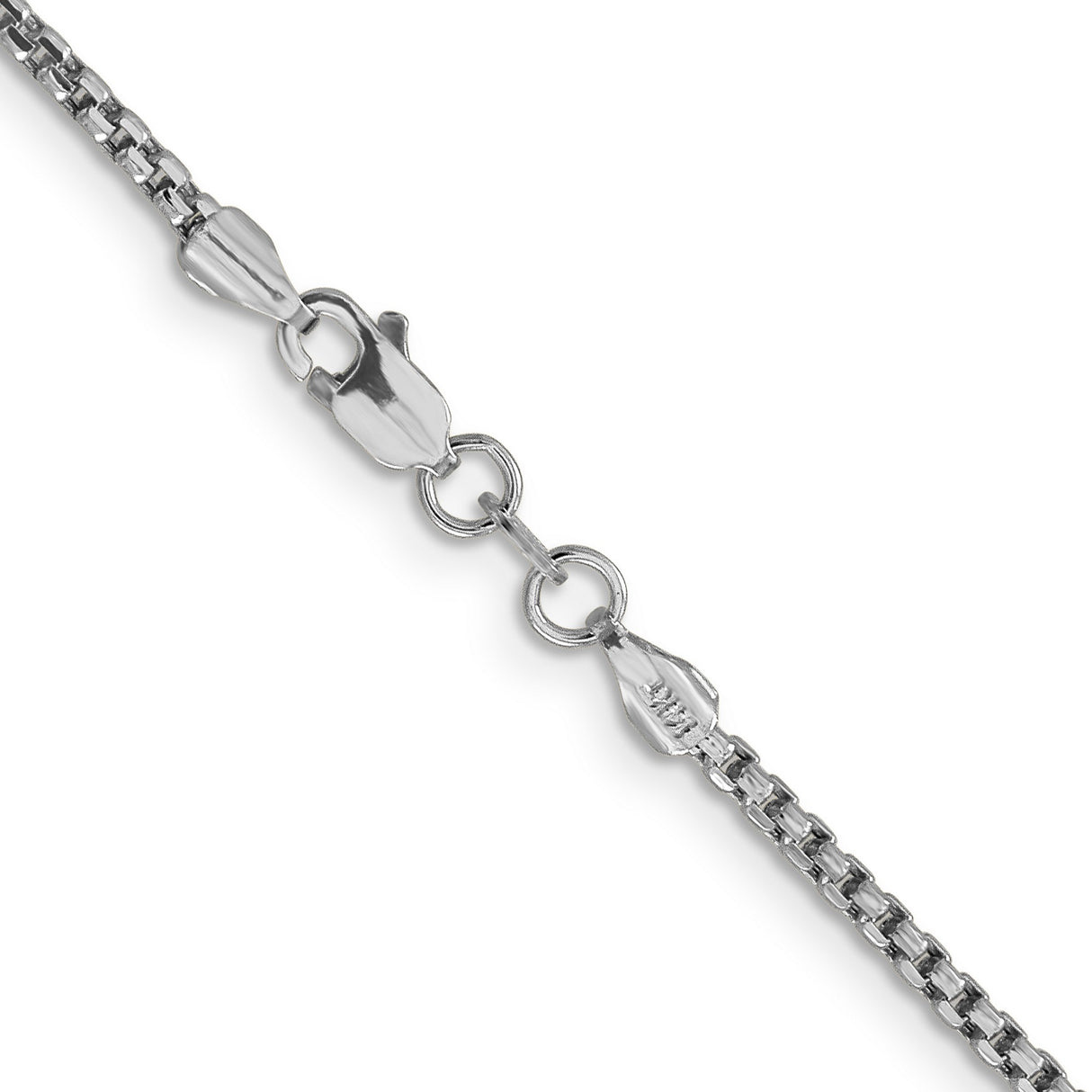14K White Gold 1.75 mm Box Chain Necklace, Polished alternate angle