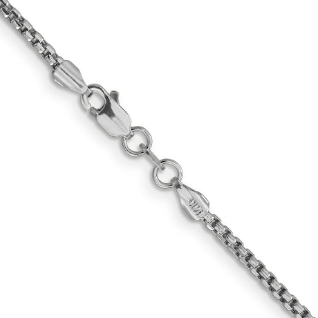 14K White Gold 1.75 mm Box Chain Necklace, Polished alternate angle
