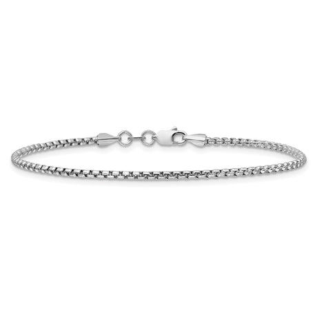 14K White Gold 1.75 mm Box Chain Bracelet, Polished alternate angle