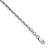 14K White Gold 1.75 mm Box Chain Bracelet, Polished detail view