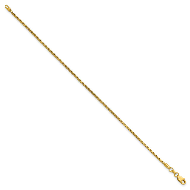 14K Yellow Gold 1.5 mm Box Chain Bracelet, Polished