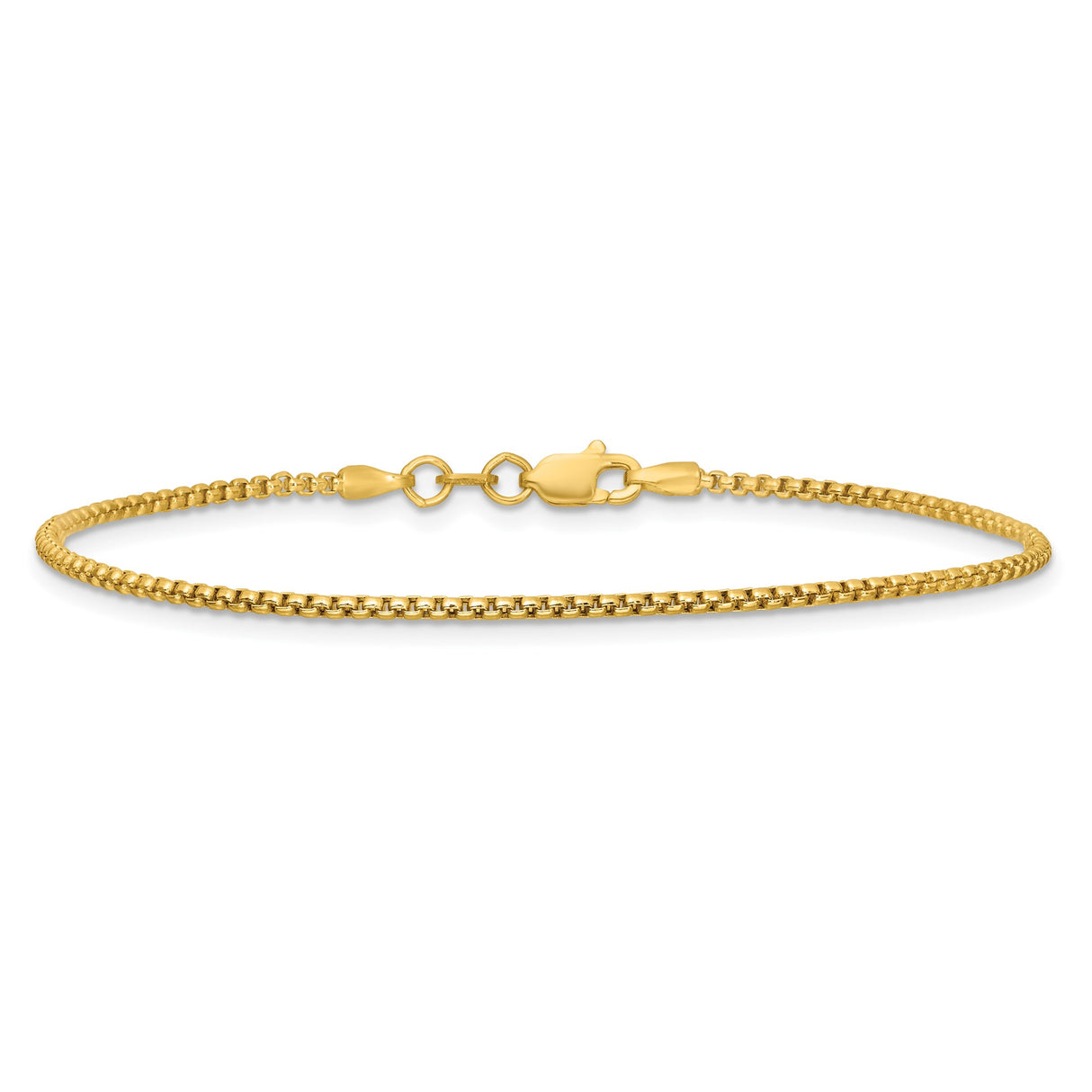 14K Yellow Gold 1.5 mm Box Chain Bracelet, Polished alternate angle