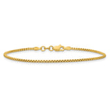 14K Yellow Gold 1.5 mm Box Chain Bracelet, Polished alternate angle