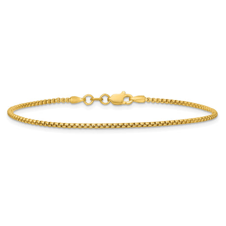 14K Yellow Gold 1.5 mm Box Chain Bracelet, Polished alternate angle