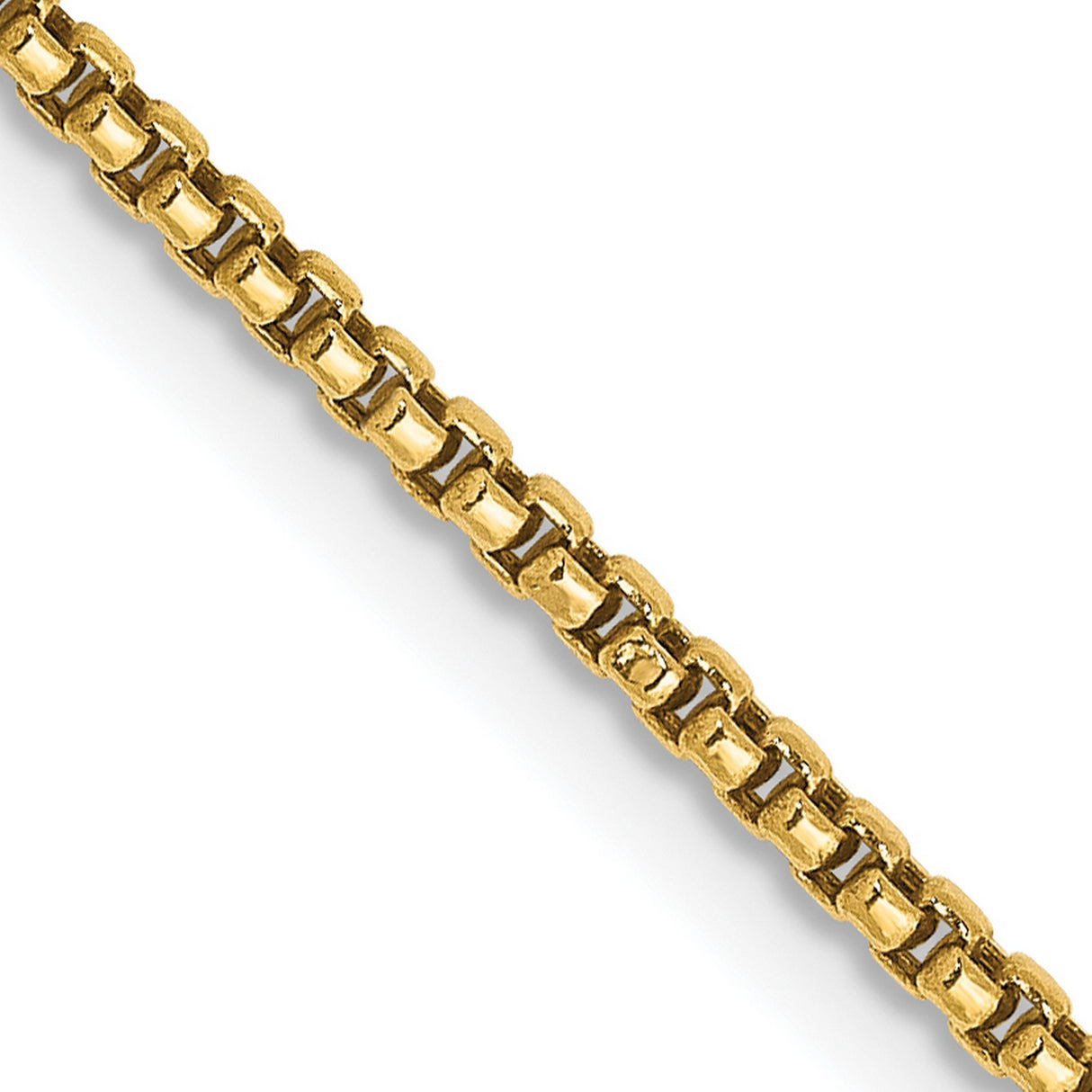 14K Yellow Gold 1.5 mm Box Chain Necklace, Polished detail view
