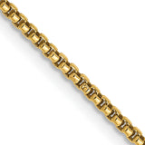 14K Yellow Gold 1.5 mm Box Chain Necklace, Polished detail view