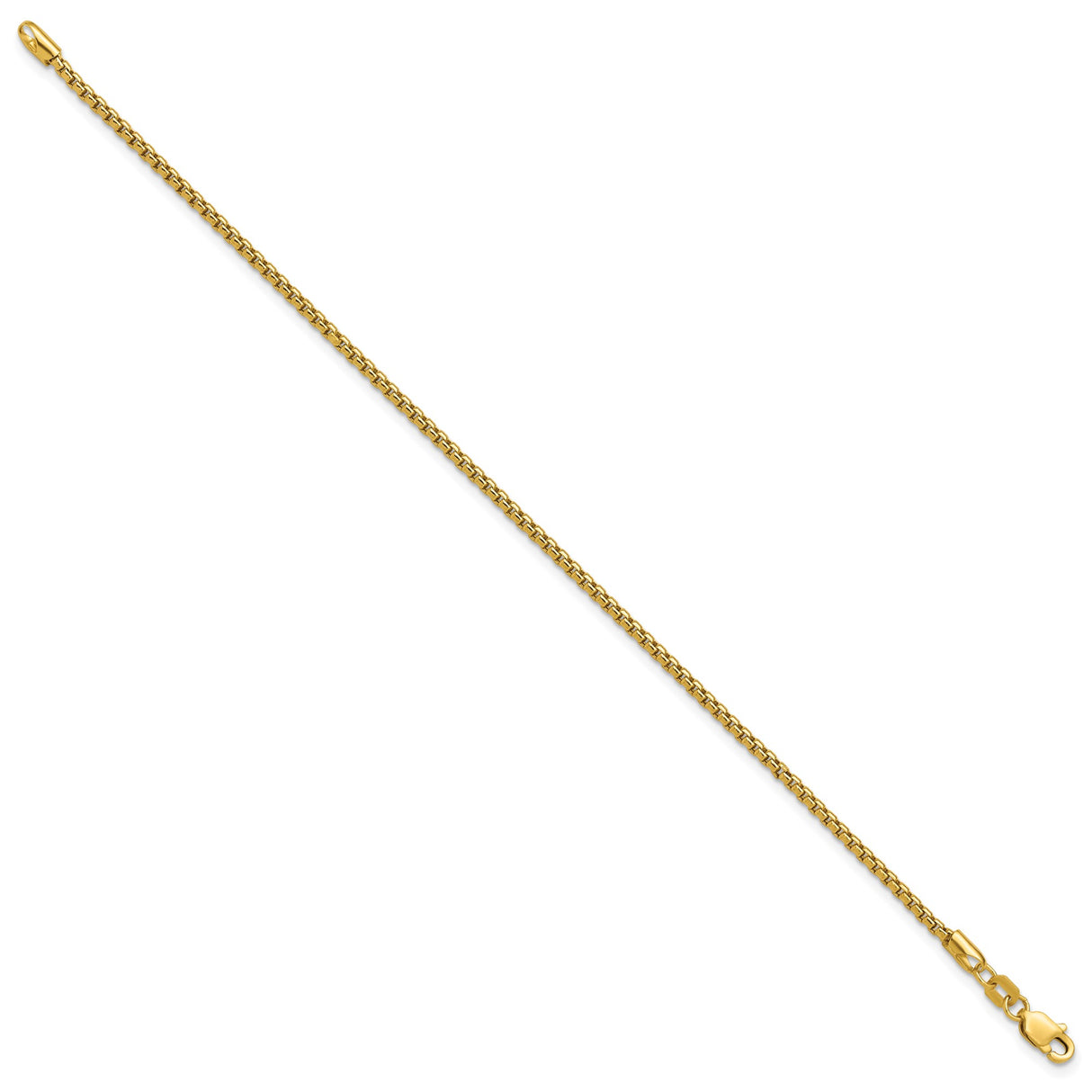 14K Yellow Gold 1.75 mm Box Chain Bracelet, Polished